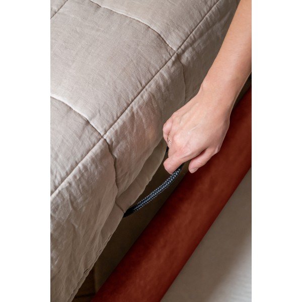 Letto singolo imbottito con contenitore con griglia 90x200 cm in color mattone Dreamy Aurora - Miuform-image-3