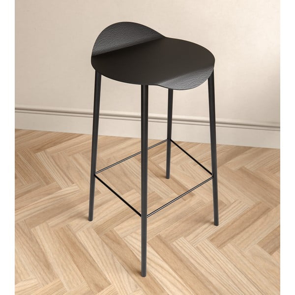 Sgabello da bar nero in pelle Flamingo Bull – LIND DNA-image-2