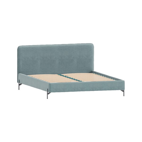 Letto matrimoniale imbottito azzurro con griglia 140x200 cm Barker - Ropez