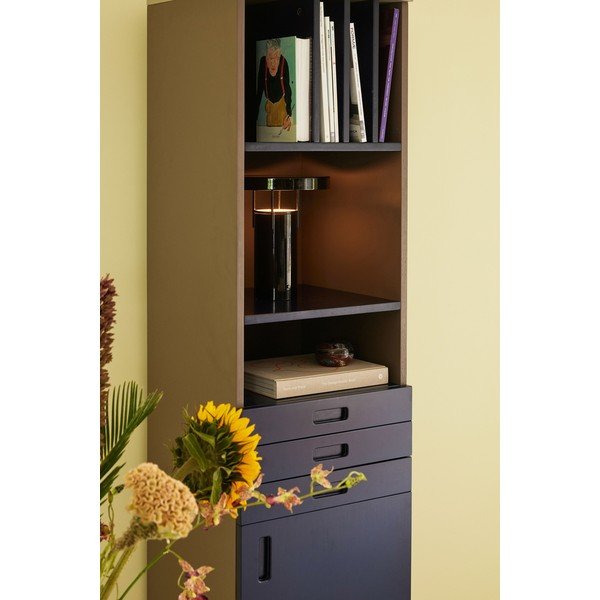 Libreria in legno di frassino blu scuro e grigio 45x177 cm Study - Hübsch-image-1