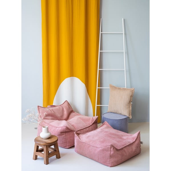 Pouf a sacco per bambini rosa con rivestimento in velluto a coste Square – Wigiwama-image-3