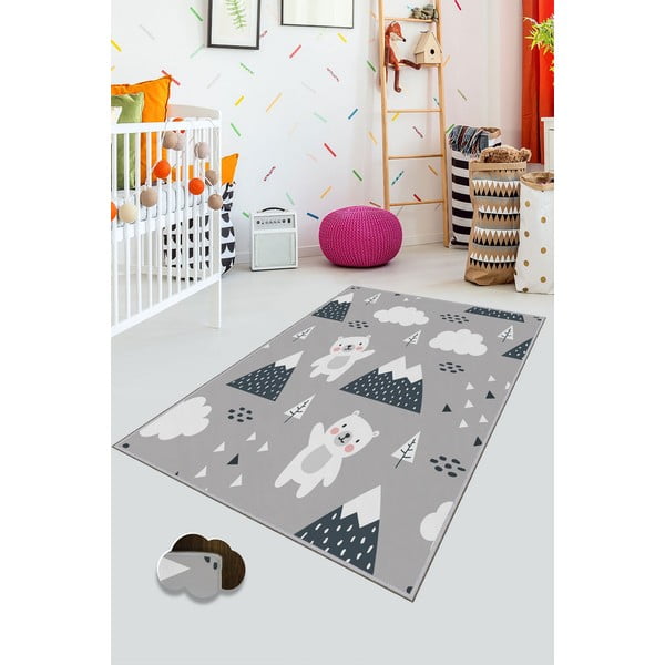 Tappeto antiscivolo grigio per bambini Bears, 80 x 120 cm - Conceptum Hypnose-image-1