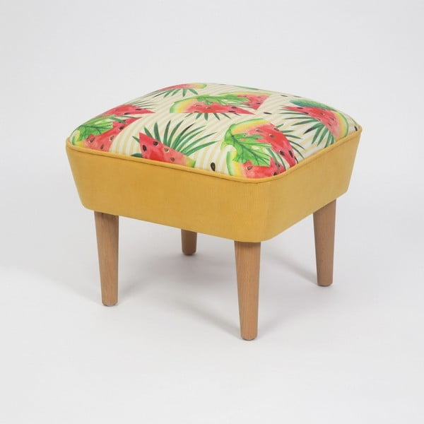 Sgabello con gambe in legno Damo Sandia, 45 x 45 cm - Homitis