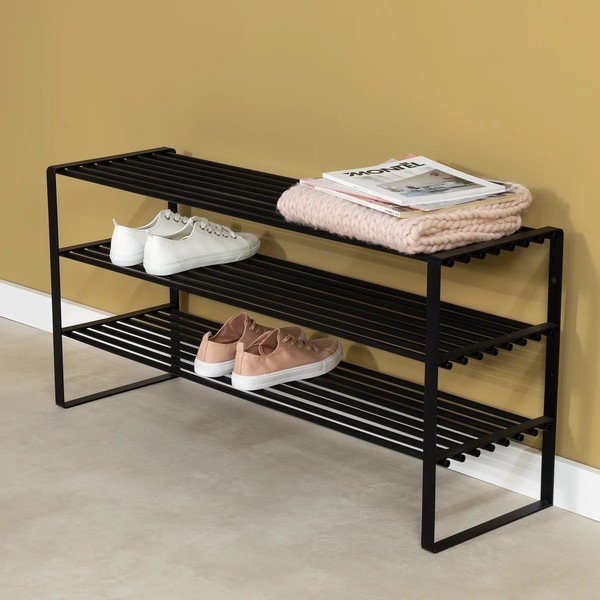 Scarpiera nera in metallo 100x48,5x29 cm Rex – Spinder Design-image-1