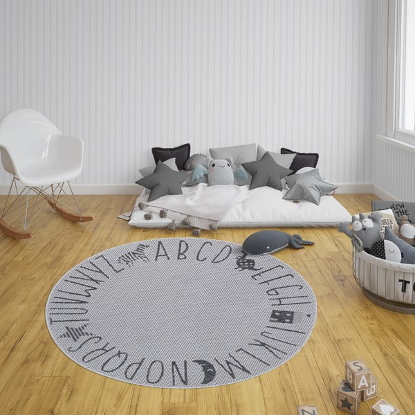 Tappeto grigio per bambini Letters, ø 160 cm - Ragami-image-2