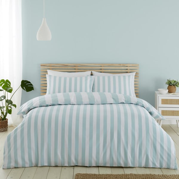 Set copripiumino e federa color menta per letto matrimoniale e per letto esteso 230x220 cm Cove Stripe – Catherine Lansfield-image-2