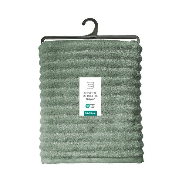 Asciugamano tipo terry verde in cotone 50x90 cm Maya – douceur d'intérieur-image-4