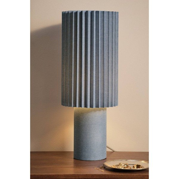 Lampada da tavolo blu in lino (altezza totale 45 cm) Harriet – Jotex-image-1