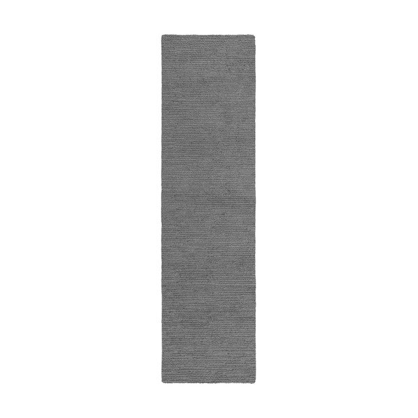 Passatoia grigia in lana tessuta a mano 80x230 cm Harris Boucle – Flair Rugs