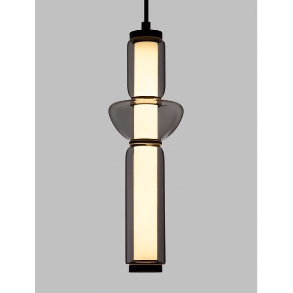 Lampadario LED grigio in vetro con intensità regolabile ø 12 cm Ulon – Nova Luce-image-1