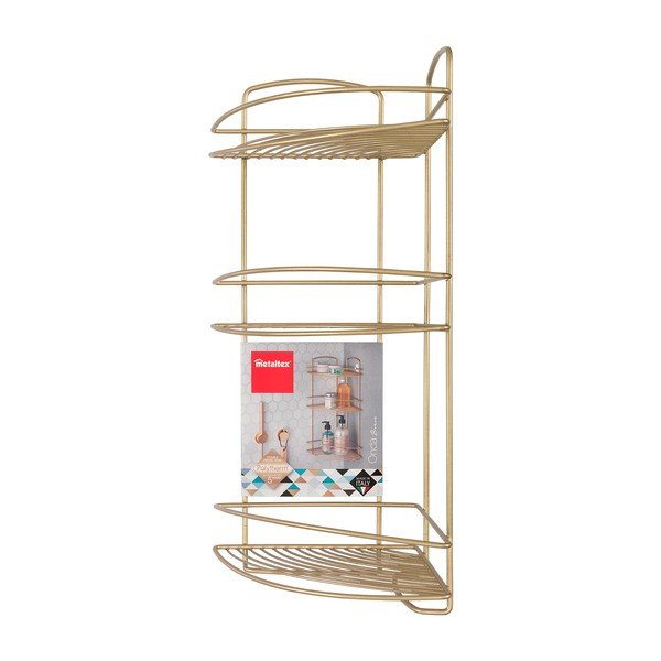 Mensola angolare in acciaio per bagno in oro Onda - Metaltex-image-2