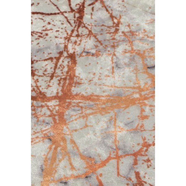 Tappeto da bagno bianco e arancione con motivo in marmo Chilai Marble, 60 x 40 cm - Foutastic-image-3