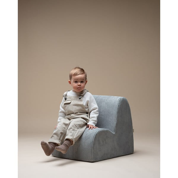 Poltrona per bambini color menta con rivestimento in velluto a coste Cloud – Wigiwama-image-2