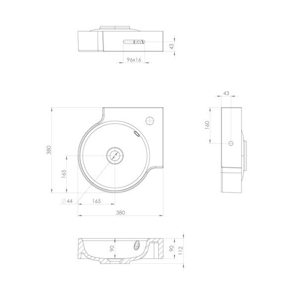 Lavabo rotondo bianco in composito minerale 38x38 cm Kaori – Sapho-image-3