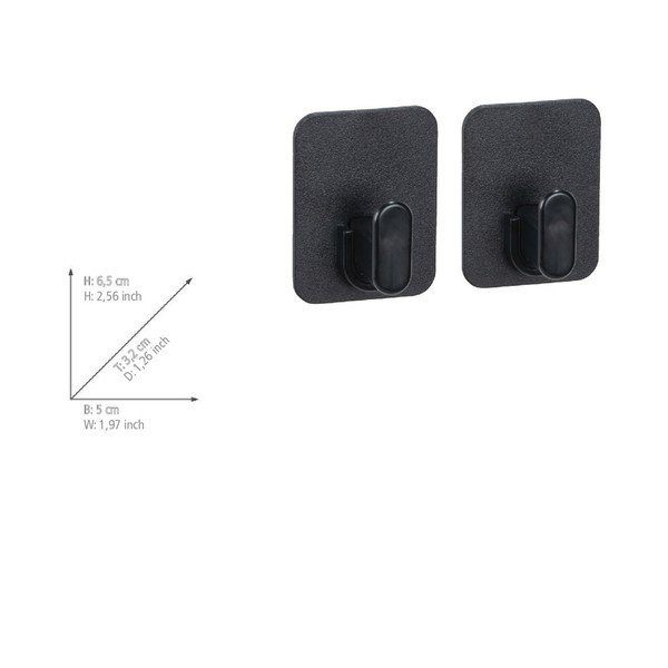 Set di ganci senza foratura neri in plastica 2 pz Parma – Allstar-image-4