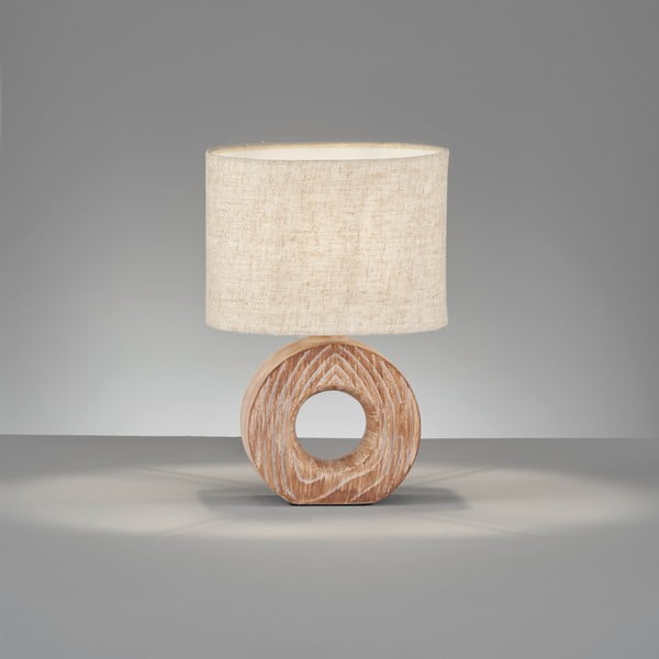 Lampada da tavolo marrone/beige in ceramica con paralume in tessuto (altezza 31 cm) Hanke – Fischer & Honsel-image-1
