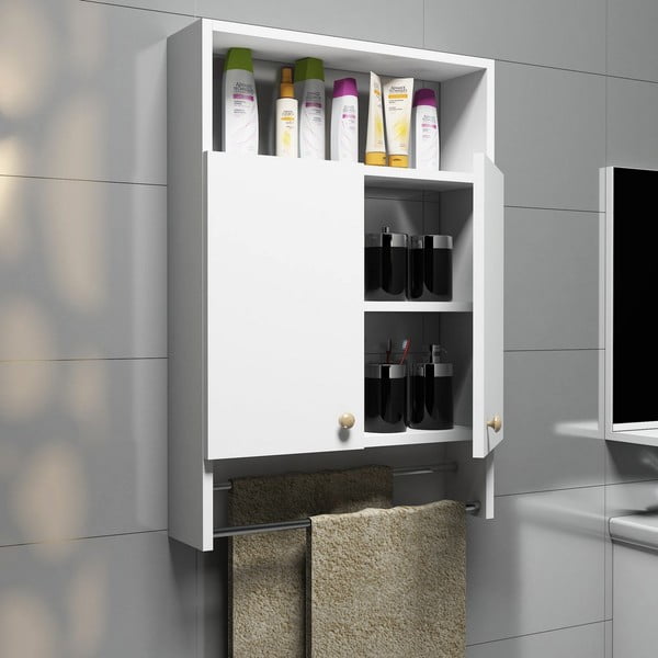 Mobiletto da bagno bianco con portasciugamani, Mobiletto da bagno - Puqa Design-image-2