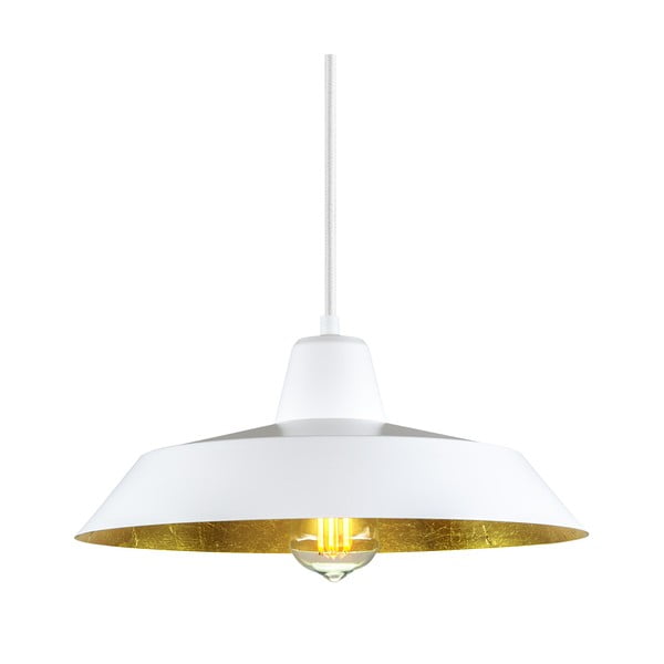 Apparecchio a sospensione bianco/oro con paralume in metallo ø 35 cm Cinco - Sotto Luce-image-1