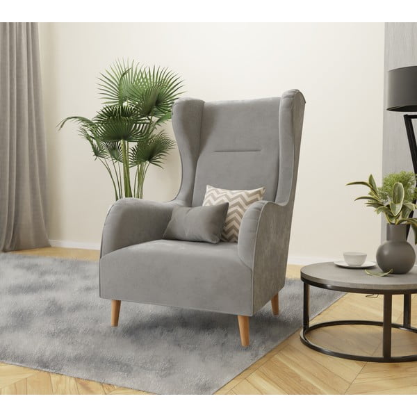 Poltrona in velluto grigio chiaro Carole - Ropez-image-3