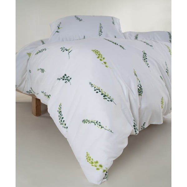 Set copripiumino e federa bianco/verde in raso di cotone per letto matrimoniale ed esteso 240x220 cm Marseille Floral – Mila Home Luxury-image-3
