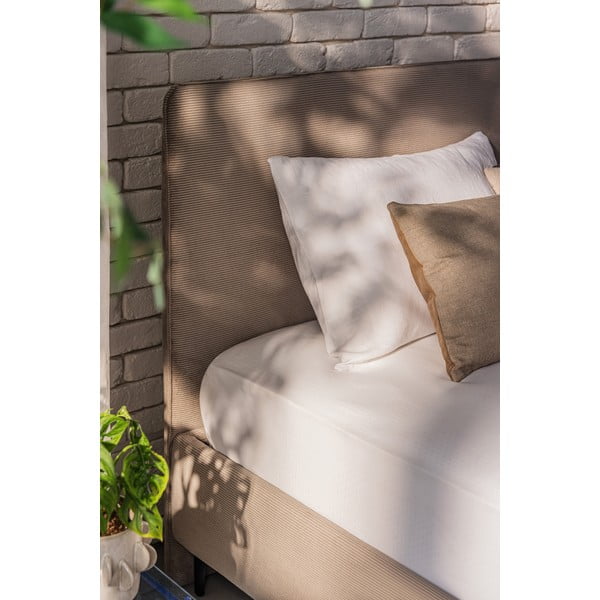 Letto matrimoniale imbottito grigio tortora con rete inclusa 160x200 cm Noira Slim – Bonami Selection-image-3