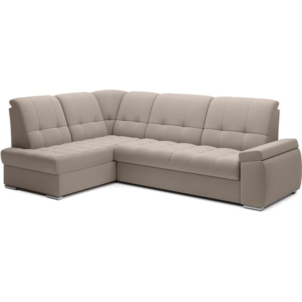 Divano angolare beige allungabile/con contenitore (con penisola a sinistra/a L) e rivestimento in velluto Sado – ELTAP-image-2