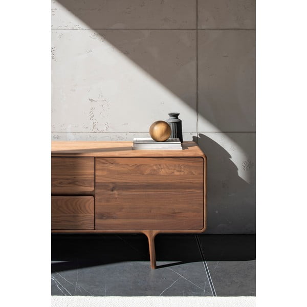 Mobile TV marrone in noce massiccio 180x65x45 cm Fawn – Gazzda-image-2