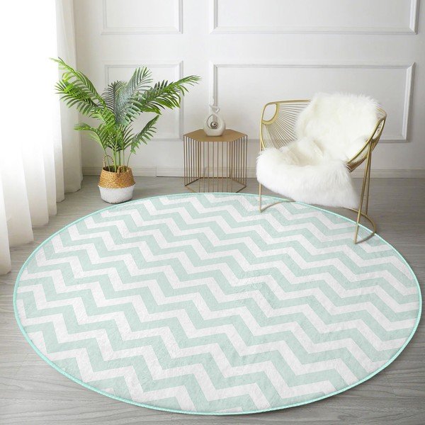 Tappeto rotondo lavabile di colore menta adatto per aspirapolvere robot ø 100 cm Comfort - Mila Home-image-1