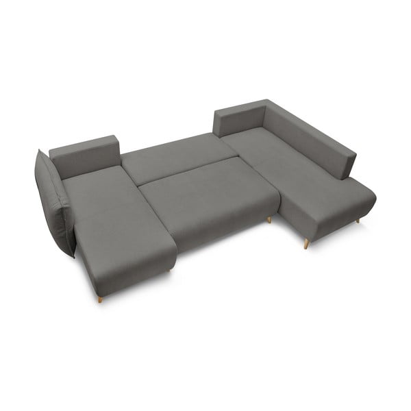 Divano letto angolare grigio (angolo destro/"U") Nessa - Bobochic Paris-image-4