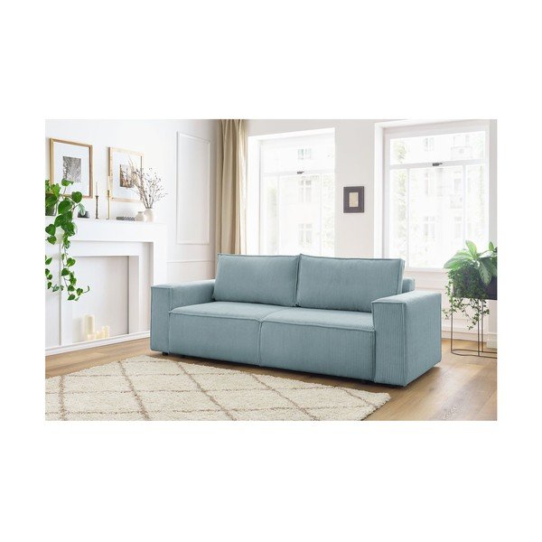 Divano color menta allungabile/con contenitore con rivestimento in velluto a coste 245 cm Nihad – Bobochic Paris-image-1
