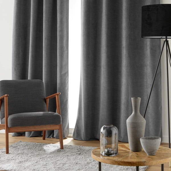 Tenda color antracite in velluto 140x260 cm Olympe – douceur d'intérieur-image-2