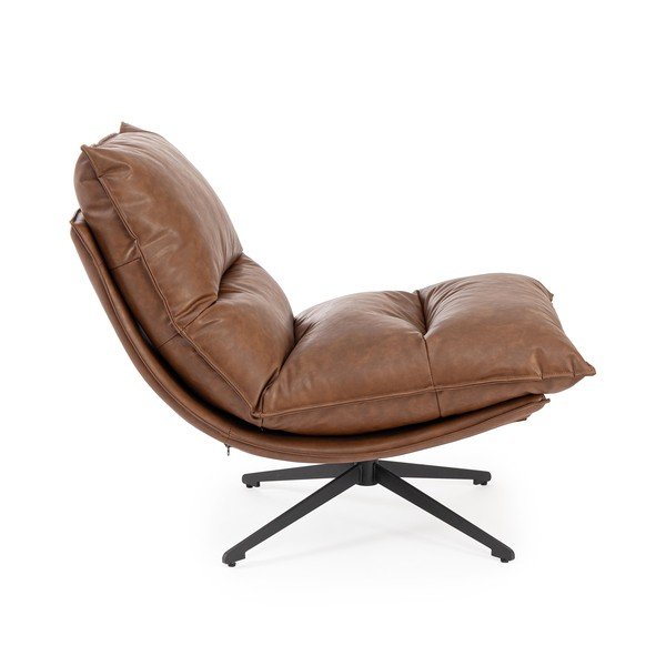 Poltrona marrone cognac con spazio contenitivo con rivestimento in finta pelle Alanez – Bizzotto-image-3