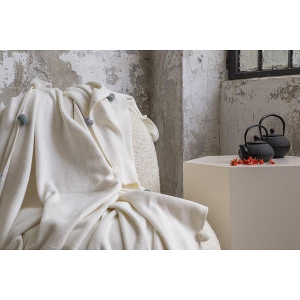 Copriletto color crema in vello 150x200 cm Pom Pom – Mijolnir-image-4