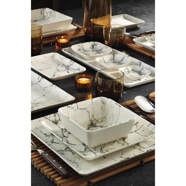 Set di piatti in porcellana da 24 pezzi Marmo - Kütahya Porselen-image-1