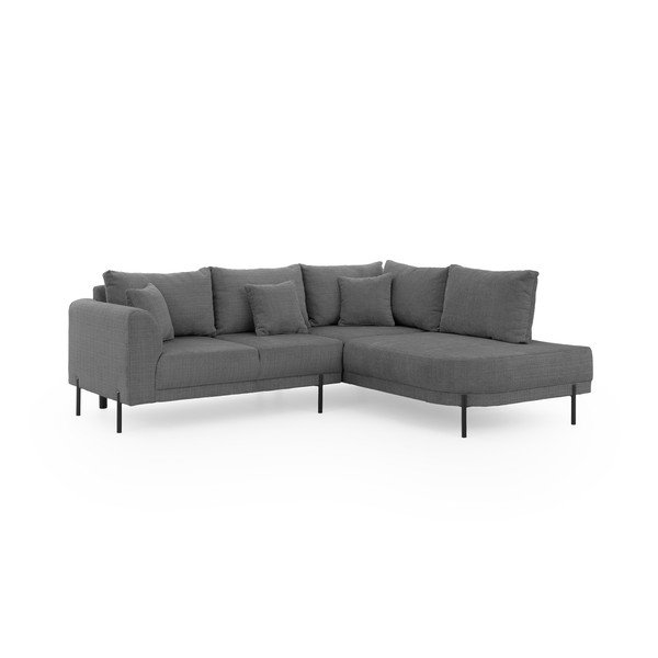 Divano angolare grigio scuro (con penisola a destra/a L) con rivestimento in ciniglia Mauris  – Ropez-image-2