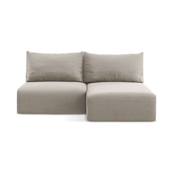 Divano angolare grigio tortora allungabile/con contenitore (con penisola a destra/con chaise lounge) con rivestimento in velluto Kalena – Makamii