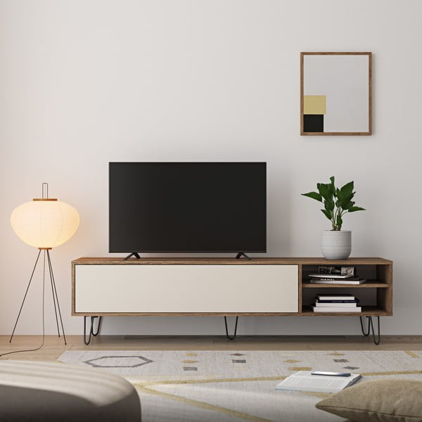 Tavolo TV crema in noce 165x44 cm Aero - TemaHome-image-1