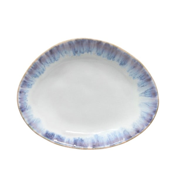 Piatto ovale in gres bianco e blu , ⌀ 20 cm Brisa - Costa Nova