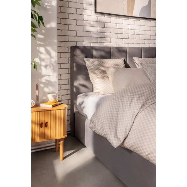 Letto matrimoniale imbottito grigio con contenitore con rete inclusa 160x200 cm Thessa Bold Line – Bonami Selection-image-3