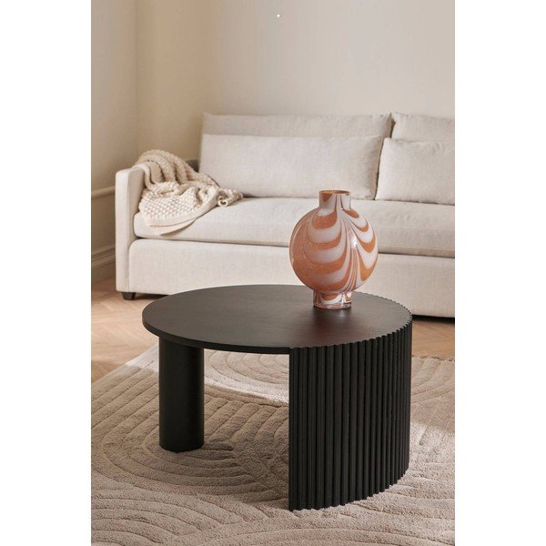 Tavolino da salotto rotondo nero con piano in legno di mango ø 80 cm Bisselina – Ellos Home-image-1