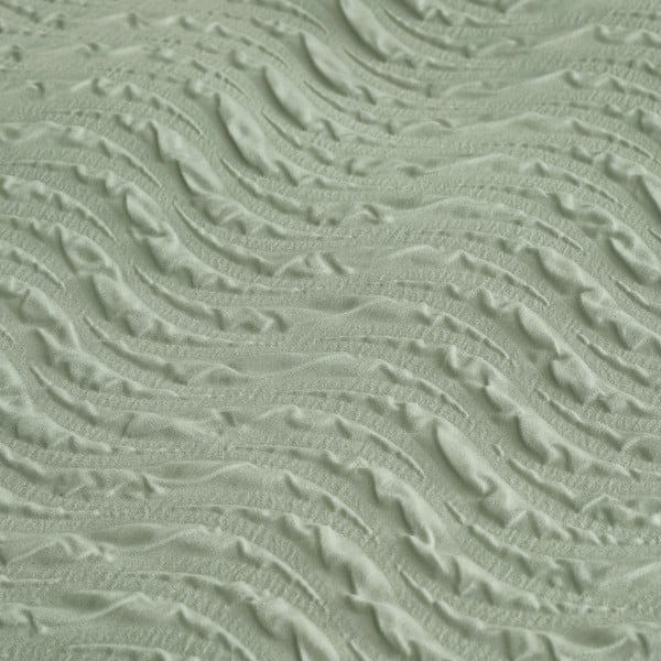 Set copripiumino e federa verde in crêpe per letto matrimoniale e per letto esteso 230x220 cm Heatset Wave – Catherine Lansfield-image-4