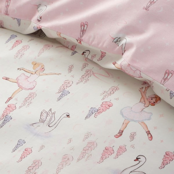 Set copripiumino e federa da bambini bianco e rosa in cotone per culla 120x150 cm Ballerina – Belle & Boo-image-4