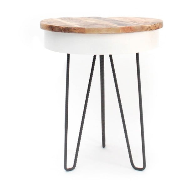 Tavolino bianco con piano in legno Saria - LABEL51