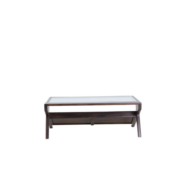 Tavolino da salotto colore naturale scuro con piano in vetro 70x112 cm Yuki – Light & Living-image-3