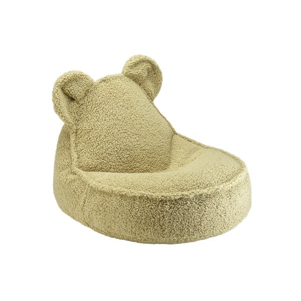 Pouf a sacco per bambini verde con rivestimento in bouclé Bear – Wigiwama