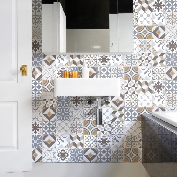 Set di 60 adesivi murali Piastrelle di cemento Liliania, 15 x 15 cm Liliana - Ambiance-image-3