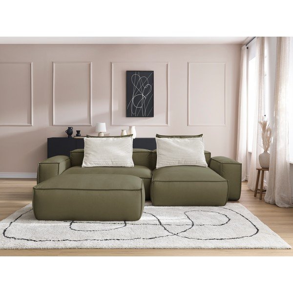 Divano angolare verde in similpelle Boheme - Bobochic Paris-image-1