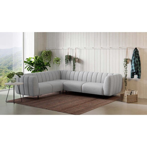 Divano angolare in grigio chiaro (con penisola a sinistra/a L) Shel – Ghado-image-1