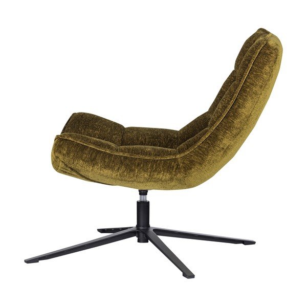 Poltrona verde girevole con rivestimento in ciniglia Maudi – WOOOD-image-3