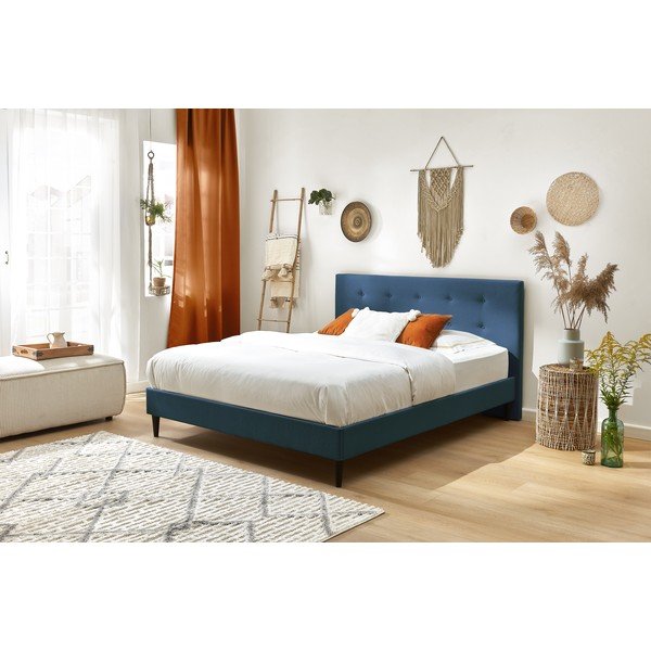 Letto matrimoniale imbottito blu con griglia 160x200 cm Rory - Bobochic Paris-image-3